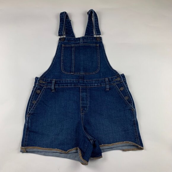 Old Navy Dark Wash Stretch Denim Short-Alls M - Picture 1 of 6